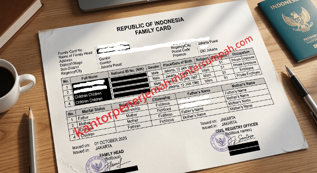 Kartu keluarga terjemahan Inggris