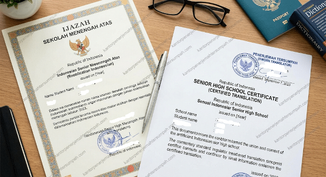 Translate ijazah SMA ke bahasa Inggris
