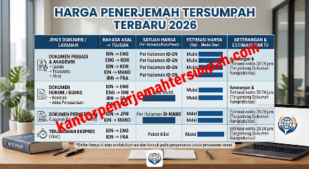 Harga penerjemah tersumpah terbaru 2026