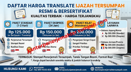 Harga translate ijazah tersumpah