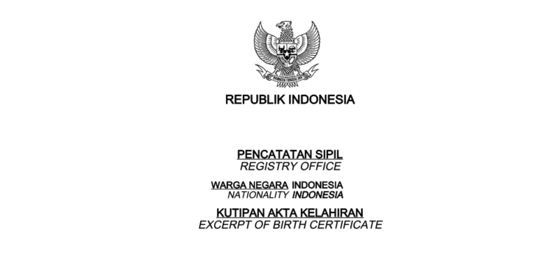 Akta kelahiran translate Inggris